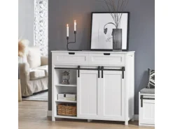 Online SoBuy Küchenschrank Sideboard mit Schiebetür Buffet Kommode Weiß FSB74-W