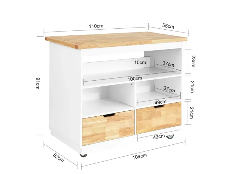 Clearance SoBuy Küchenwagen Kücheninsel Rollwagen Sideboard Servierwagen FKW107-WN