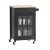 Outlet SoBuy Küchenwagen mit 1 Tür Servierwagen Rollwagen Schwarz FKW98-SCH