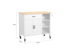 Sale SoBuy Küchenwagen mit Arbeitsplatte Küchenschrank Küchentrolley Weiß FKW103-WN
