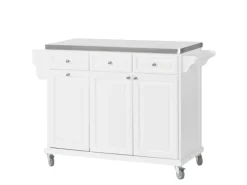 SoBuy Küchenwagen mit Edelstahltop Küchenschrank Rollwagen Weiß FKW33-W< Kücheninseln|Servierwagen