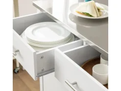 SoBuy Kücheninseln|Servierwagen<Küchenwagen mit Edelstahlplatte Kücheninsel Rollwagen Weiß FKW108-W