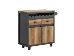 Best SoBuy Küchenwagen mit Flaschenablage Servierwagen Kücheninsel Braun FKW122-SCH