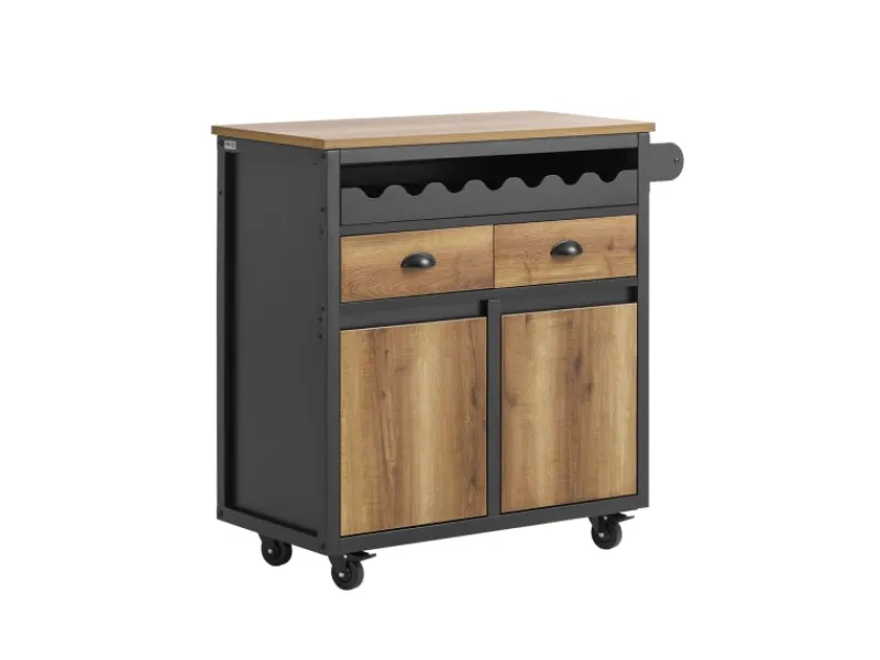 Best SoBuy Küchenwagen mit Flaschenablage Servierwagen Kücheninsel Braun FKW122-SCH