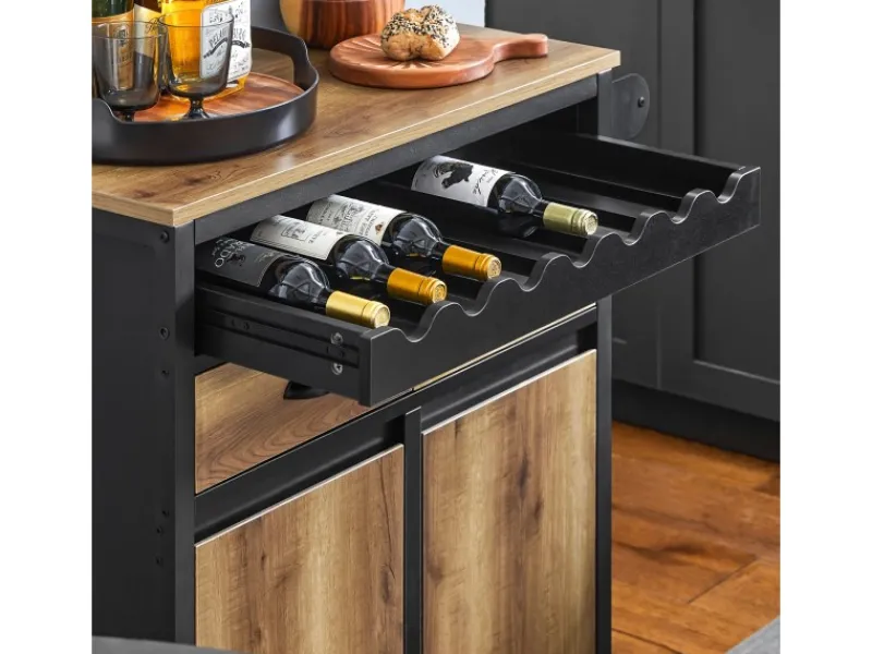 Best SoBuy Küchenwagen mit Flaschenablage Servierwagen Kücheninsel Braun FKW122-SCH