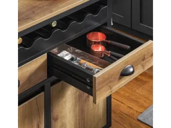 Best SoBuy Küchenwagen mit Flaschenablage Servierwagen Kücheninsel Braun FKW122-SCH