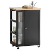 SoBuy Küchenwagen Servierwagen mit 3 Ablagefächern Küchenregal 60x90x40cm Schwarz FKW75-SCH< Servierwagen|Küchenregale