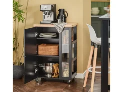 SoBuy Küchenwagen Servierwagen mit 3 Ablagefächern Küchenregal 60x90x40cm Schwarz FKW75-SCH< Servierwagen|Küchenregale