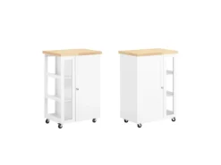 SoBuy Servierwagen|Schneidebretter<Küchenwagen Servierwagen mit 3 Ablagefächern Küchenregal 60x90x40cm Weiß FKW75-WN