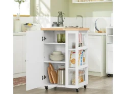 SoBuy Servierwagen|Schneidebretter<Küchenwagen Servierwagen mit 3 Ablagefächern Küchenregal 60x90x40cm Weiß FKW75-WN