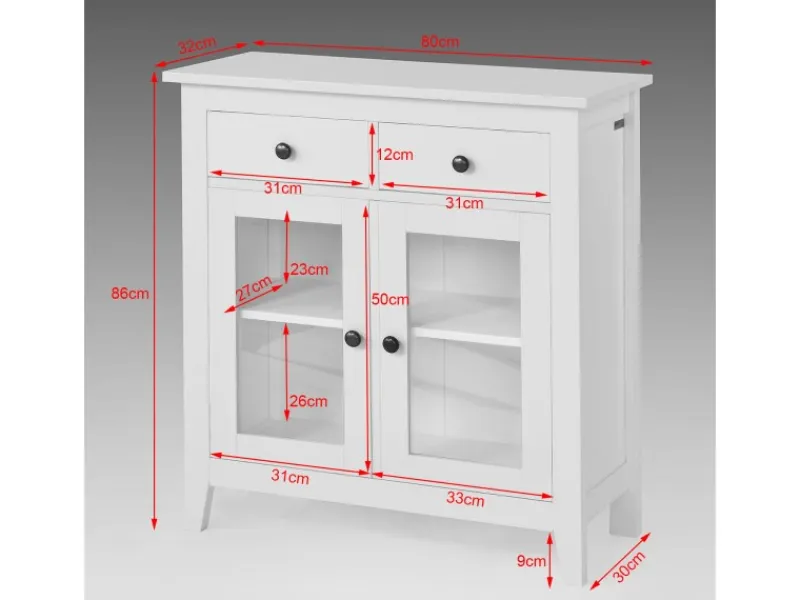 SoBuy Küchenschränke<Kommode Flurschrank Sideboard mit 2 Türen Küchenschrank 80cm FSB05-W