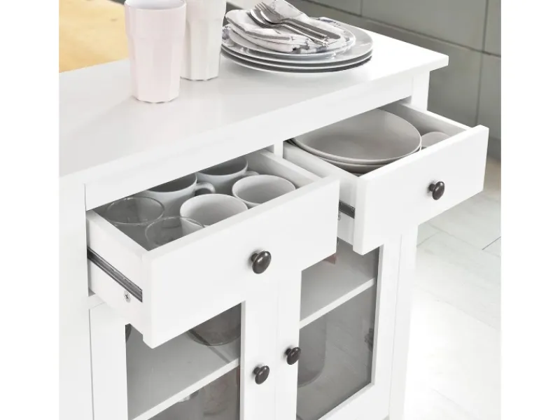 SoBuy Küchenschränke<Kommode Flurschrank Sideboard mit 2 Türen Küchenschrank 80cm FSB05-W