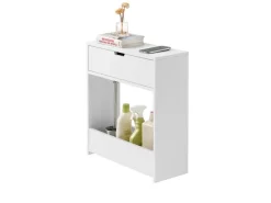 SoBuy Nischenregal mit 1 offener Ablage und 1 Klappe Kommode MDF Weiß BZR48-W< Küchenregale