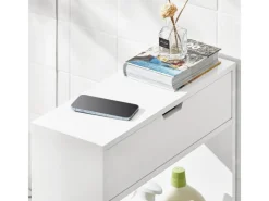 SoBuy Nischenregal mit 1 offener Ablage und 1 Klappe Kommode MDF Weiß BZR48-W< Küchenregale