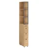 SoBuy Küchenregale<Nischenregal mit Rollen und 3 Schubladen Schmal 20x170x40cm NSR13-N