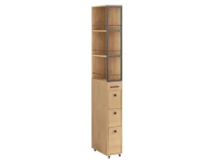 SoBuy Küchenregale<Nischenregal mit Rollen und 3 Schubladen Schmal 20x170x40cm NSR13-N