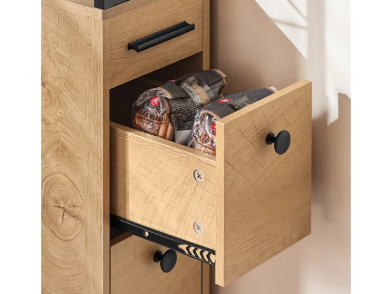 SoBuy Küchenregale<Nischenregal mit Rollen und 3 Schubladen Schmal 20x170x40cm NSR13-N