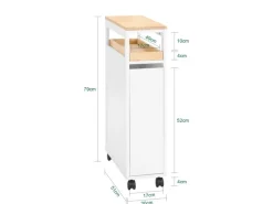 Best SoBuy Nischenwagen mit 3 Schubladen Schmal Küchenregal Natur 20x79x51cm NSR11-WN