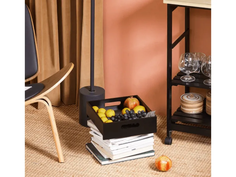 SoBuy Servierwagen Küchenwagen mit 2 Ablagen und 1 Tablett Küchenregal 67x84x37cm Schwarz FKW79-SCH< Küchenregale