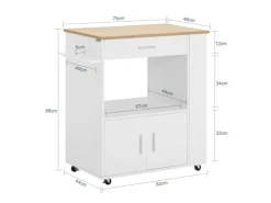 Clearance SoBuy Servierwagen Küchenwagen Rollwagen Küchenrollwagen Weiß FKW113-WN
