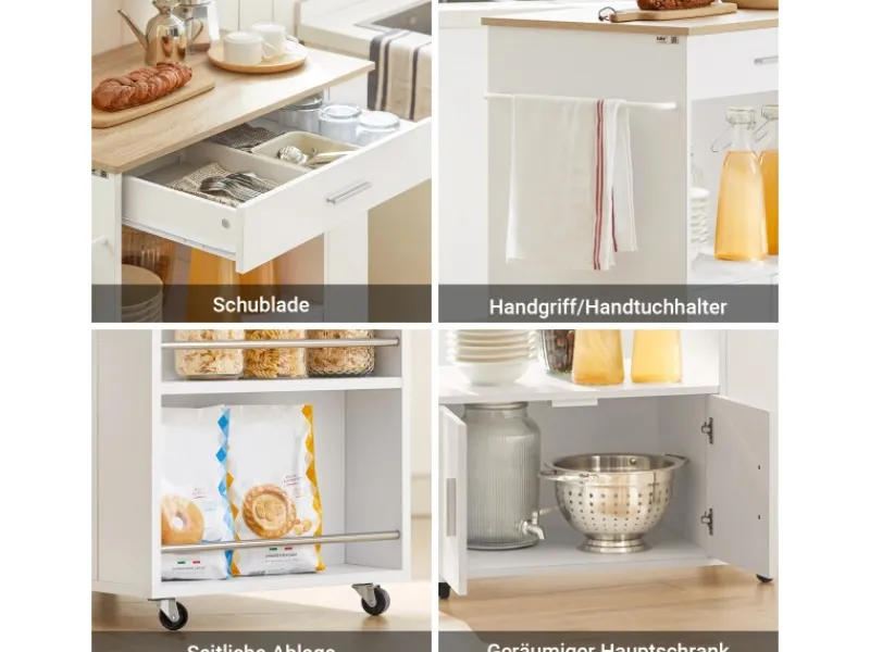 Clearance SoBuy Servierwagen Küchenwagen Rollwagen Küchenrollwagen Weiß FKW113-WN