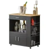 SoBuy Servierwagen Küchenwagen Rollwagen Küchenrollwagen Schwarz FKW113-SCH< Servierwagen