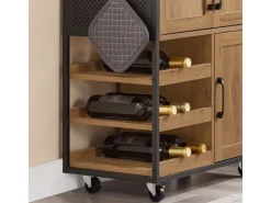 SoBuy Servierwagen Küchenwagen Rollwagen mit Schubladen und Weinregal 67x88x37cm FKW134-N< Servierwagen