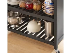 SoBuy Servierwagen|Küchenregale<Servierwagen mit 2 Ablagen Küchenwagen Küchenregal 98x94x58cm Schwarz FKW74-SCH