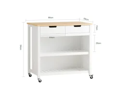 SoBuy Servierwagen mit 2 Ablagen Küchenwagen Küchenregal 98x94x58cm Weiß FKW74-WN< Servierwagen|Küchenregale