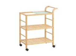 Clearance SoBuy Servierwagen mit Rollen Küchenwagen Küchenregal Natur 65x80x35cm SVW24-N