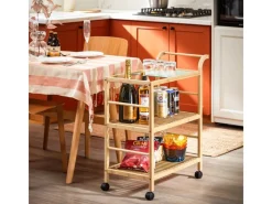Clearance SoBuy Servierwagen mit Rollen Küchenwagen Küchenregal Natur 65x80x35cm SVW24-N