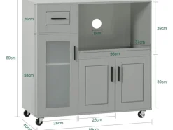 SoBuy Sideboard auf Rollen Küchenwagen Mikrowellenschrank Rollwagen FSB78-HG< Servierwagen|Küchenschränke