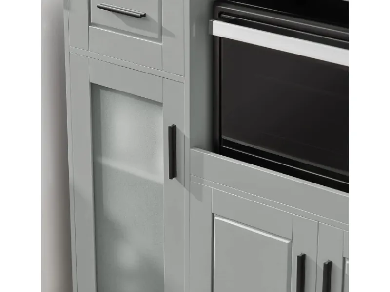 SoBuy Sideboard auf Rollen Küchenwagen Mikrowellenschrank Rollwagen FSB78-HG< Servierwagen|Küchenschränke