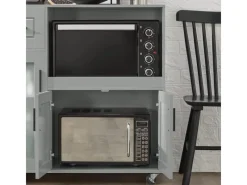 SoBuy Sideboard auf Rollen Küchenwagen Mikrowellenschrank Rollwagen FSB78-HG< Servierwagen|Küchenschränke
