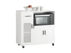 Hot SoBuy Sideboard auf Rollen Küchenwagen Mikrowellenschrank Rollwagen FSB78-W