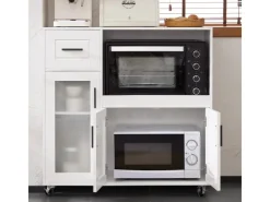 Hot SoBuy Sideboard auf Rollen Küchenwagen Mikrowellenschrank Rollwagen FSB78-W
