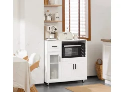 Hot SoBuy Sideboard auf Rollen Küchenwagen Mikrowellenschrank Rollwagen FSB78-W