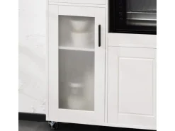 Hot SoBuy Sideboard auf Rollen Küchenwagen Mikrowellenschrank Rollwagen FSB78-W
