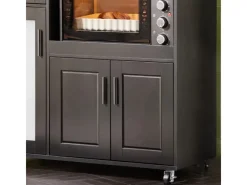 SoBuy Sideboard auf Rollen Küchenwagen Mikrowellenschrank Rollwagen FSB78-SCH< Servierwagen|Küchenschränke