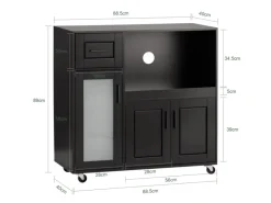 SoBuy Sideboard auf Rollen Küchenwagen Mikrowellenschrank Rollwagen FSB78-SCH< Servierwagen|Küchenschränke