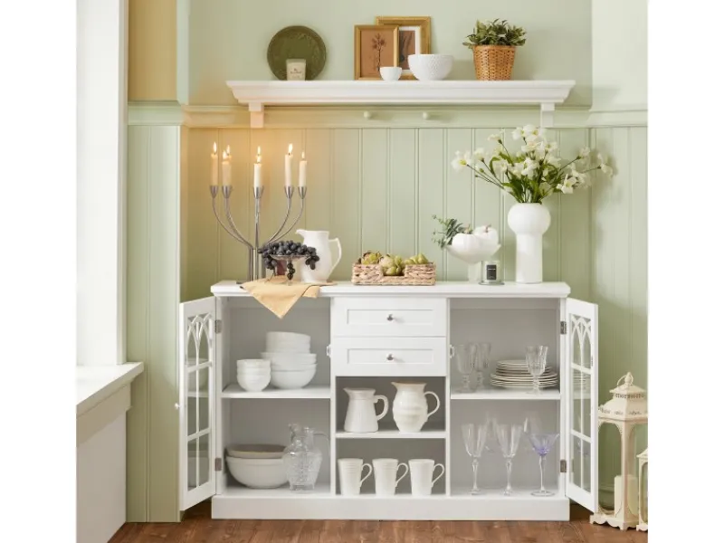 SoBuy Sideboard Küchenschrank Kommode Flurschrank Buffet Weiß FSB79-W< Küchenschränke