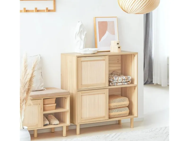 SoBuy Küchenschränke<Sideboard Kommode Küchenschrank Flurschrank Lowboard Natur FSB87-N
