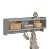 SoBuy Wandgarderobe mit 3 Körben und 4 Haken MDF Grau FHK28-HG< Küchen-Ordnungssysteme