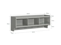 SoBuy Wandgarderobe mit 3 Körben und 4 Haken MDF Grau FHK28-HG< Küchen-Ordnungssysteme