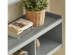 SoBuy Wandgarderobe mit 3 Körben und 4 Haken MDF Grau FHK28-HG< Küchen-Ordnungssysteme