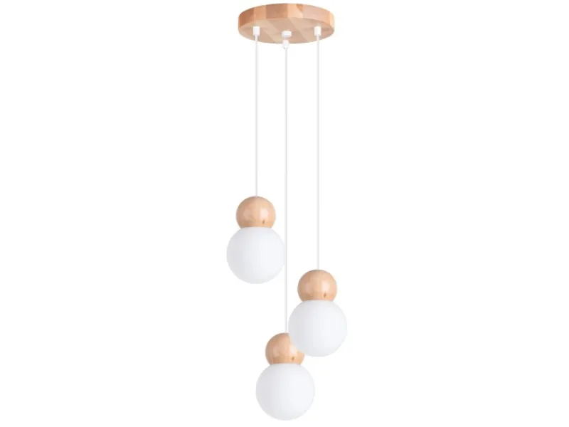 Sollux Lighting Hängeleuchte Pekka 3P Weiß/Naturfarbenes Holz< Kücheninseln