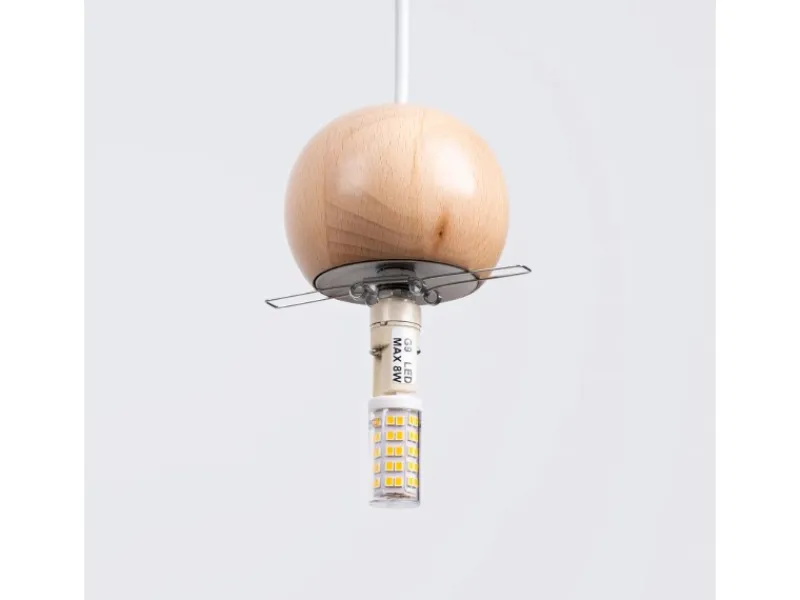 Sollux Lighting Hängeleuchte Pekka 3P Weiß/Naturfarbenes Holz< Kücheninseln