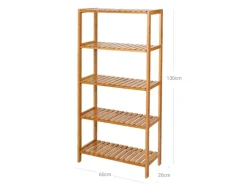 Songmics Küchenregale<Badregal 5 Ebenen 60 cm x 26 cm x 130 cm Naturfarben