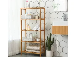Songmics Küchenregale<Badregal 5 Ebenen 60 cm x 26 cm x 130 cm Naturfarben
