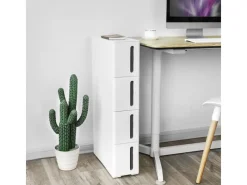 Songmics Servierwagen<Nischenregal mit Rollen 45 cm x 17 cm x 84 cm Weiß-Braun